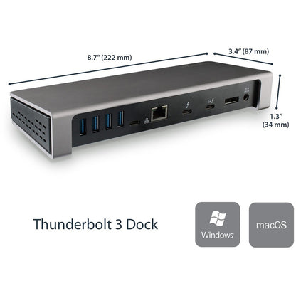 StarTech.com Thunderbolt 3 Dock - Dual Monitor 4K 60Hz TB3 Docking Station with DisplayPort - 85W Power Delivery, 6-Port USB 3.0, SD, GbE TB3DOCK2DPPD