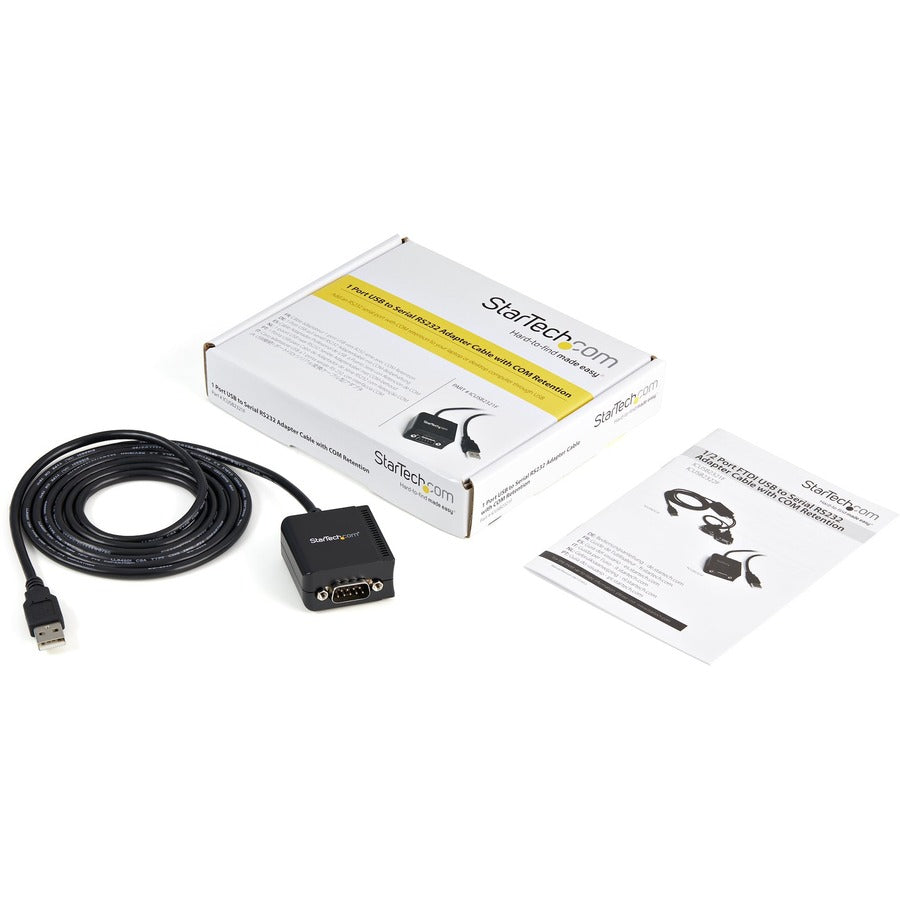 StarTech.com USB to Serial Adapter - 1 port - USB Powered - FTDI USB UART Chip - DB9 (9-pin) - USB to RS232 Adapter ICUSB2321F