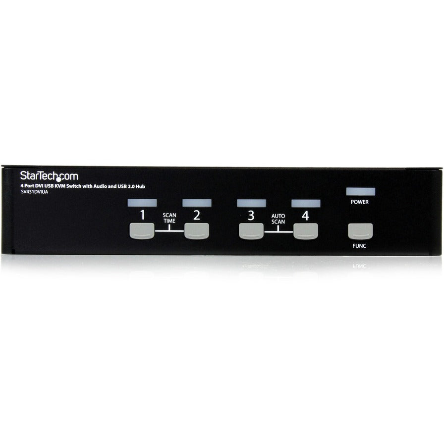 StarTech.com 4 Port DVI + USB KVM Switch with Audio - KVM switch - USB 2.0 Hub - 2 ports - 1 local user - 1U SV431DVIUA