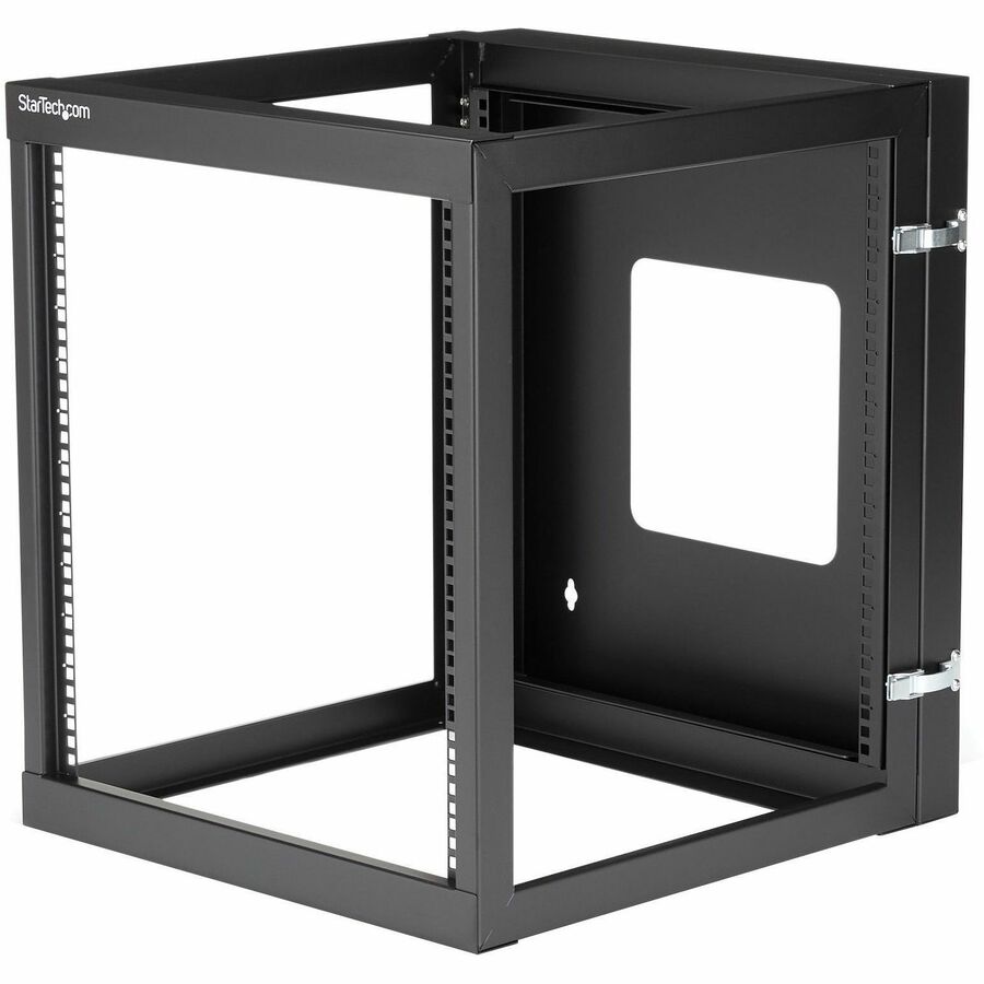 StarTech.com 4-Post 12U Hinged Wall-Mount Network Rack, 19" Open Frame Server Rack, Wall Mount Data Rack for IT Computer Equipment, TAA~ RK1219WALLOH