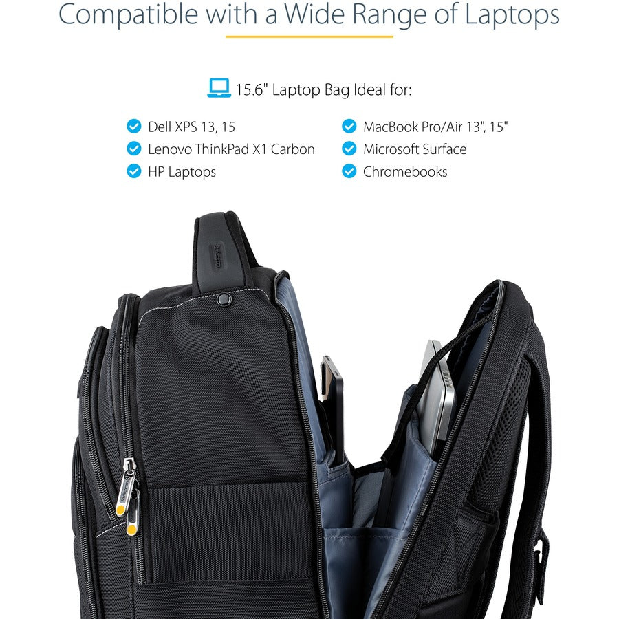 StarTech.com 15.6" Laptop Backpack w/ Removable Accessory Case, Professional IT Tech Backpack for Work/Travel/Commute, Nylon Computer Bag NTBKBAG156