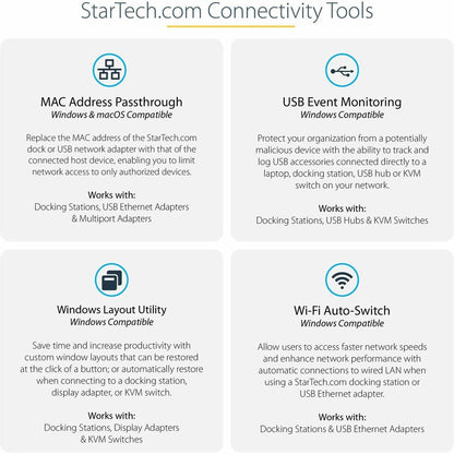 StarTech.com USB-C USB-A Dock - Hybrid Universal USB 3.0 Laptop Docking Station - Dual Monitor 4K 60Hz HDMI/DisplayPort - 6xUSB Type-A/GbE DK30A2DHU