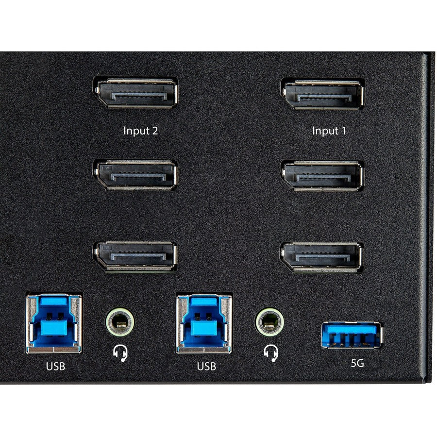 StarTech.com 2 Port Triple Monitor DisplayPort KVM Switch 4K 60Hz UHD HDR, DP 1.2 KVM Switch, 2-Pt USB 3.0 Hub, 4x USB HID, Audio, Hotkey SV231TDPU34K