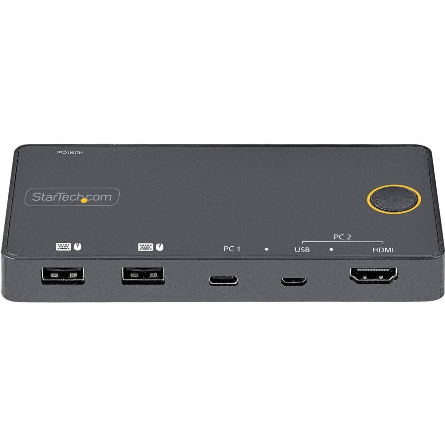 StarTech.com 2 Port Hybrid USB-A + HDMI & USB-C KVM Switch, Single 4K 60Hz HDMI 2.0 Monitor, Compact Desktop and/or Laptop HDMI KVM Switch SV221HUC4K