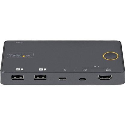 StarTech.com 2 Port Hybrid USB-A + HDMI & USB-C KVM Switch, Single 4K 60Hz HDMI 2.0 Monitor, Compact Desktop and/or Laptop HDMI KVM Switch SV221HUC4K