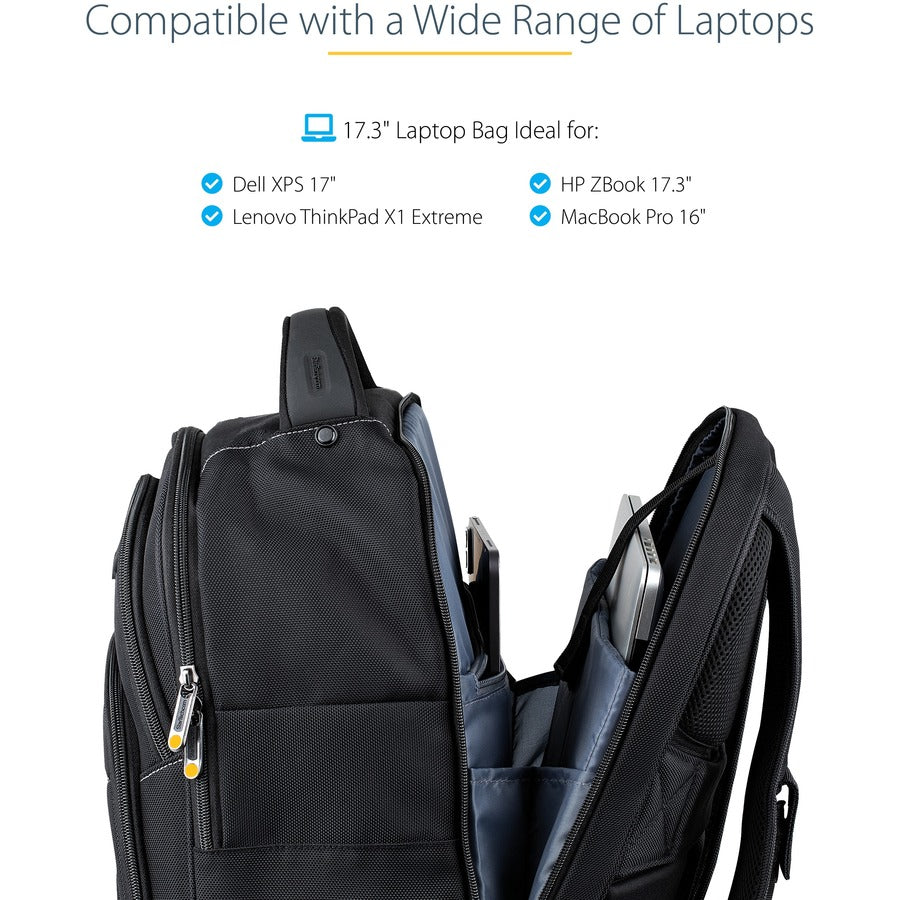 StarTech.com 17.3" Laptop Backpack w/ Removable Accessory Case, Professional IT Tech Backpack for Work/Travel/Commute, Nylon Computer Bag NTBKBAG173