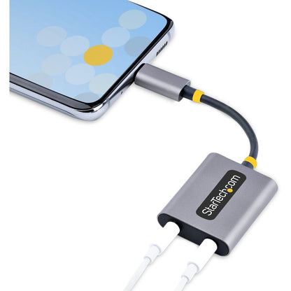 StarTech.com USB-C Headphone Splitter, USB Type C Dual Headset Adapter w/Mic Input, USB C to 3.5mm Audio Adapter/Earphone Dongle/Aux Jack USBC-AUDIO-SPLITTER