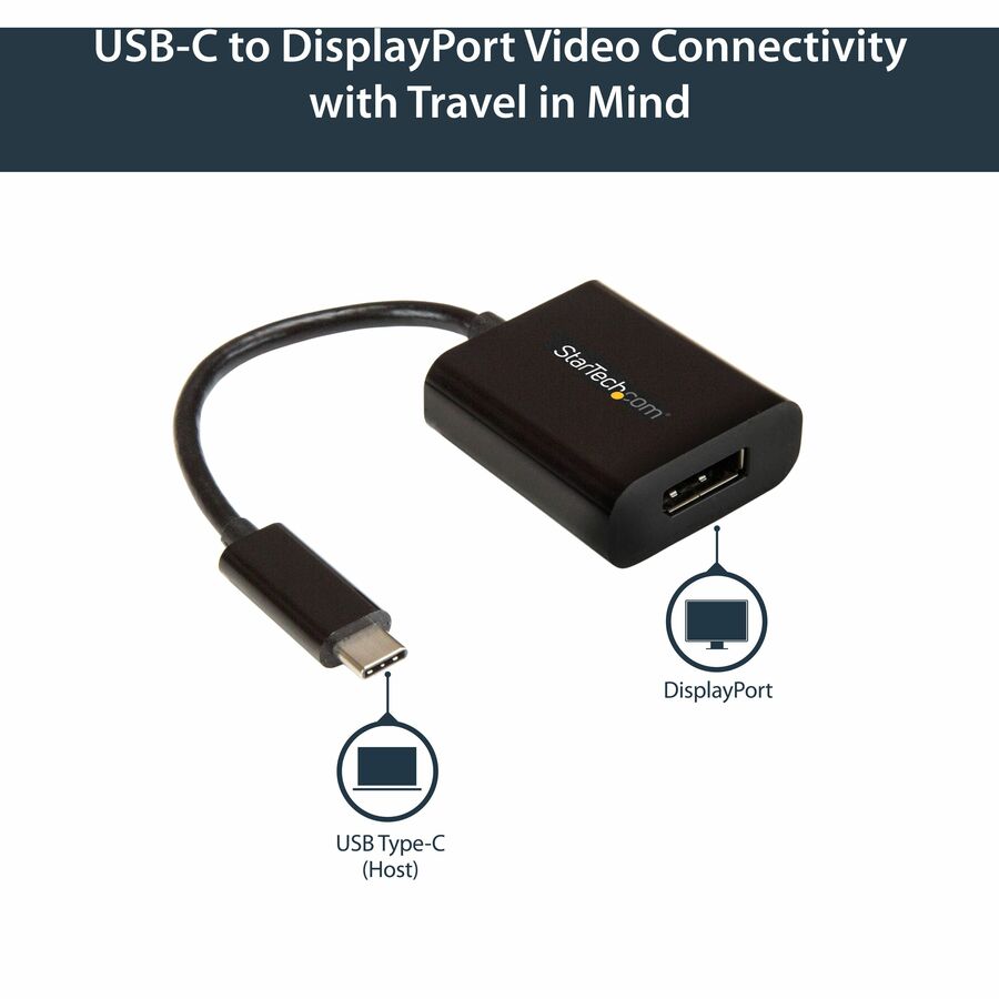 StarTech.com USB C to DisplayPort Adapter 4K 60Hz - USB Type-C to DP 1.4 Monitor Video Converter (DP Alt Mode) - Thunderbolt 3 Compatible CDP2DP