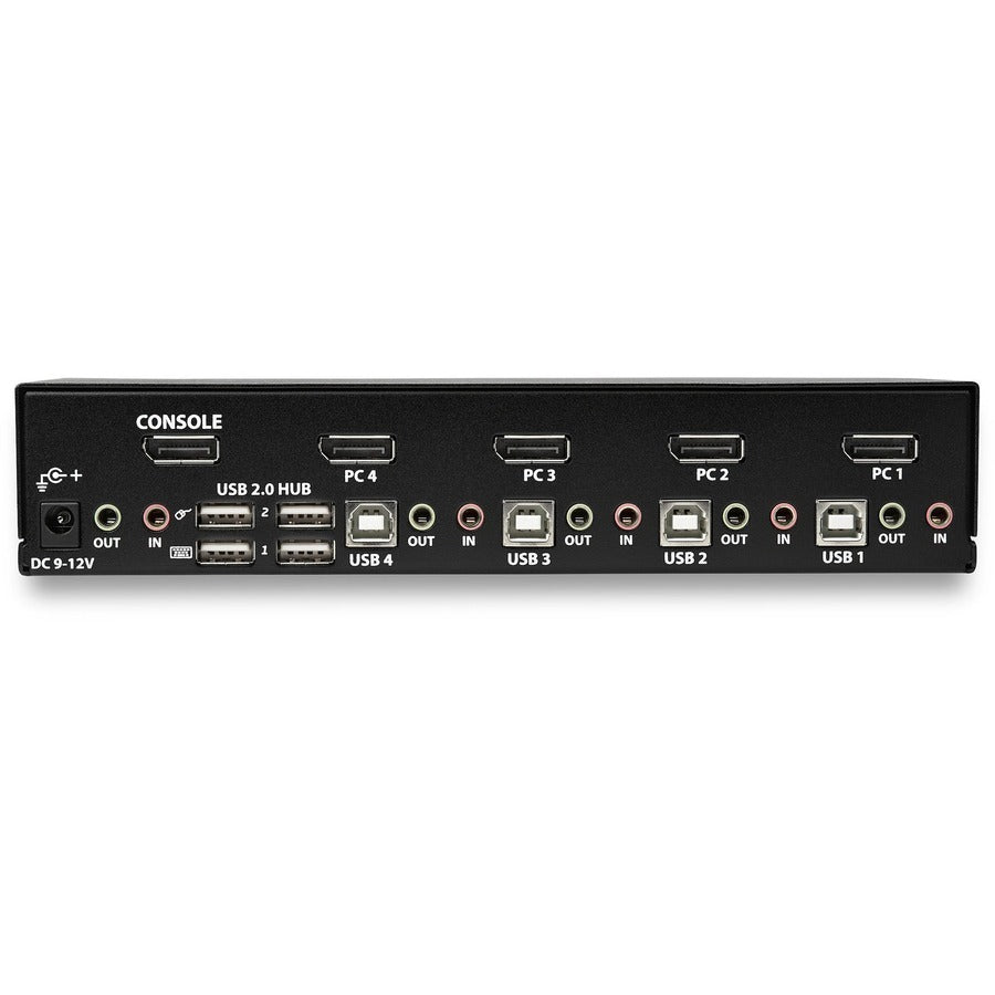 StarTech.com 4 Port DisplayPort KVM Switch - 4K 60Hz - Single Display - UHD DP 1.2 USB KVM Switch with USB 2.0 Hub & Audio - TAA Compliant SV431DPUA2