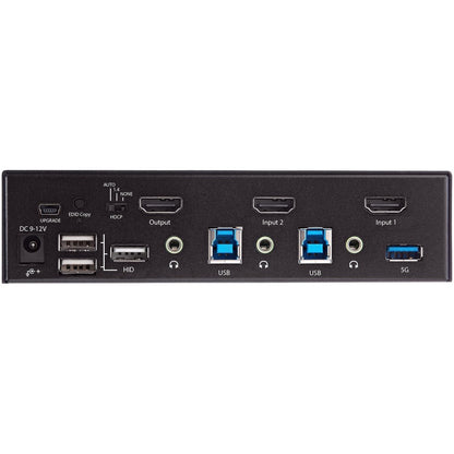 StarTech.com 2 Port HDMI KVM Switch 4K 60Hz UHD HDR, HDMI 2.0 Single Monitor, 2 Port USB 3.0 Hub, 4x USB HID, Audio, Hotkey Switching, TAA SV231HU34K6