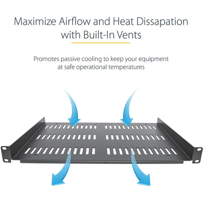 StarTech.com 1U Vented Server Rack Cabinet Shelf - Fixed 12" Deep Cantilever Rackmount Tray for 19" Data/AV/Network Enclosure w/Cage Nuts SHELF-1U-12-FIXED-V