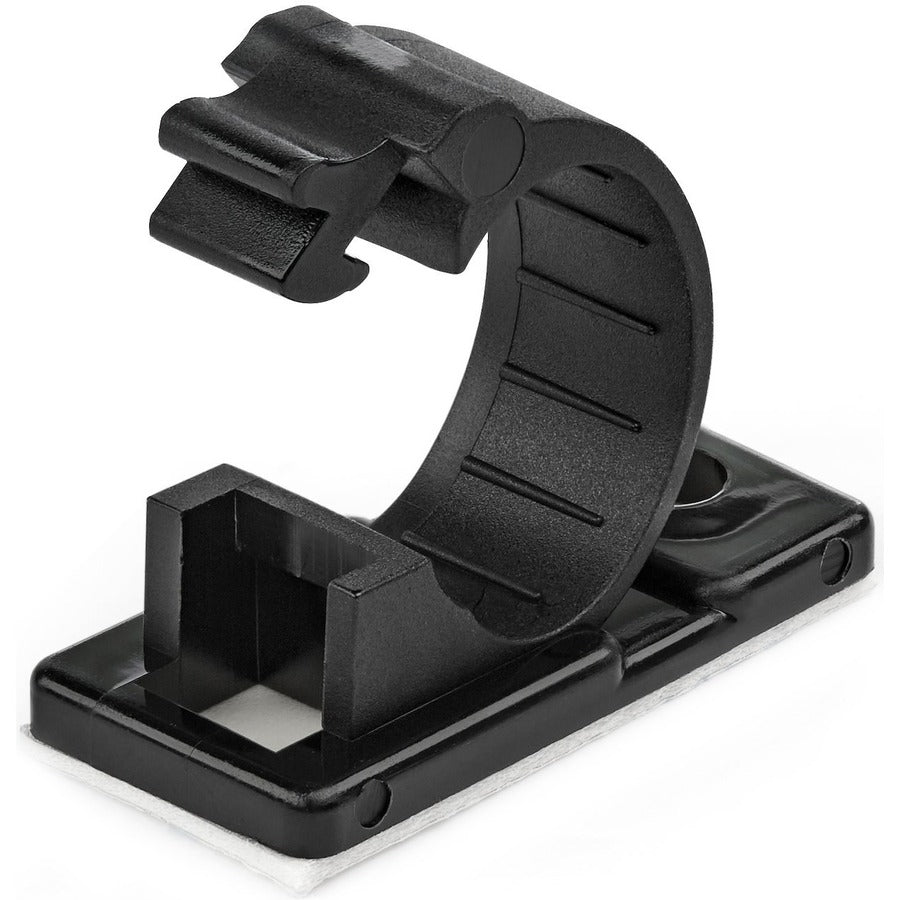 StarTech.com 100 Self Adhesive Cable Management Clips - Ethernet/Network Cable/Office Desk Cord Organizer - Sticky Wire Holder/Clamp Black CBMCC2