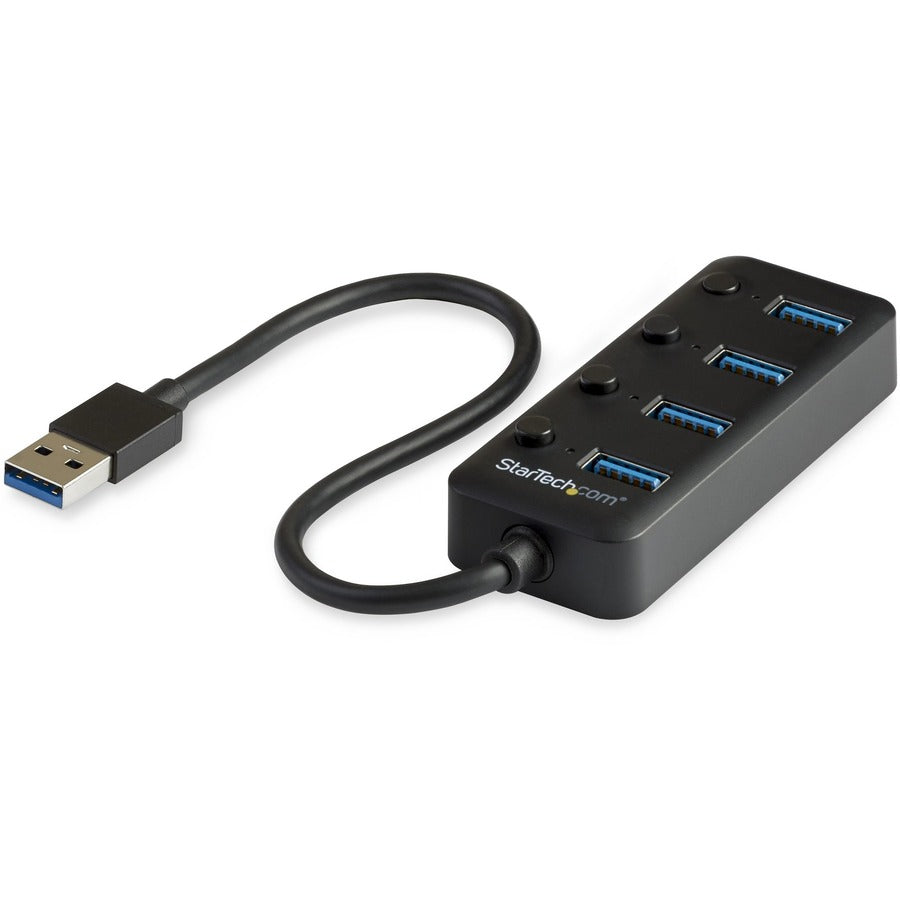 StarTech.com 4 Port USB 3.0 Hub - USB Type-A to 4x USB-A with Individual On/Off Port Switches - SuperSpeed 5Gbps USB 3.2 Gen 1 - Bus Power HB30A4AIB