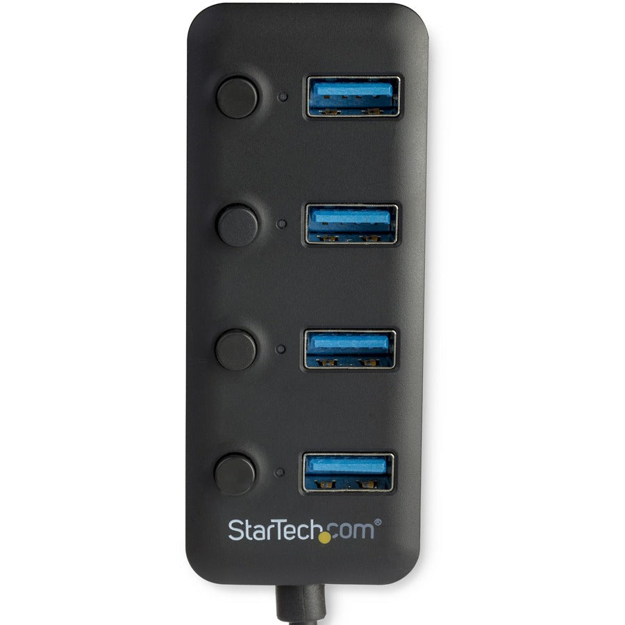 StarTech.com 4 Port USB 3.0 Hub - USB Type-A to 4x USB-A with Individual On/Off Port Switches - SuperSpeed 5Gbps USB 3.2 Gen 1 - Bus Power HB30A4AIB