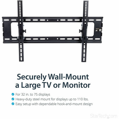 StarTech.com Flat Screen TV Wall Mount - Tilting - For 32" to 75" TVs - Steel - VESA TV Mount - Monitor Wall Mount FLATPNLWALL