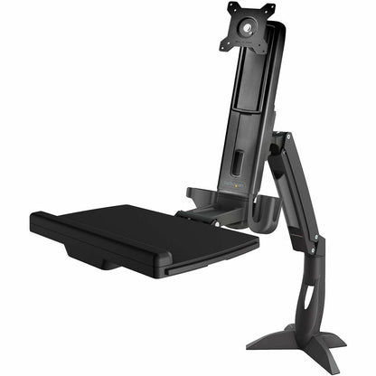 StarTech.com Sit Stand Monitor Arm - Desk Mount Sit-Stand Workstation up to 27inch VESA Display - Standing Desk Converter - Keyboard Tray ARMSTSCP1