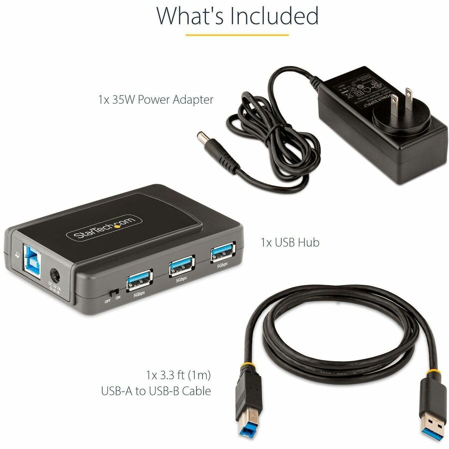 StarTech.com 7-Port USB Hub, USB 3.0 5Gbps, USB-A to 7x USB-A, Self Powered USB-A Expansion Hub w/ 35W Power Supply 5G7AS-USB-A-HUB