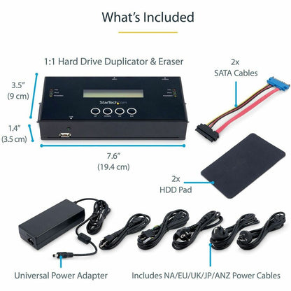 StarTech.com 1:1 Standalone Hard Drive Duplicator and Eraser, SAS/SATA HDD/SSD Cloner/Copier and Disk Eraser/Sanitizer/Wiper, Toolless SATSASDUPE11