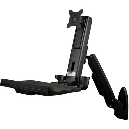 StarTech.com Wall Mount Workstation, Full Motion Standing Desk, Ergonomic Height Adjustable Monitor & Keyboard Tray Arm, For VESA Display WALLSTS1