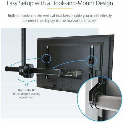 StarTech.com TV Ceiling Mount, Full-Motion Hanging Single Screen Vesa Mount for 32"-75" TVs / Displays - Height Adjustable Telescopic Pole FPCEILPTBLP