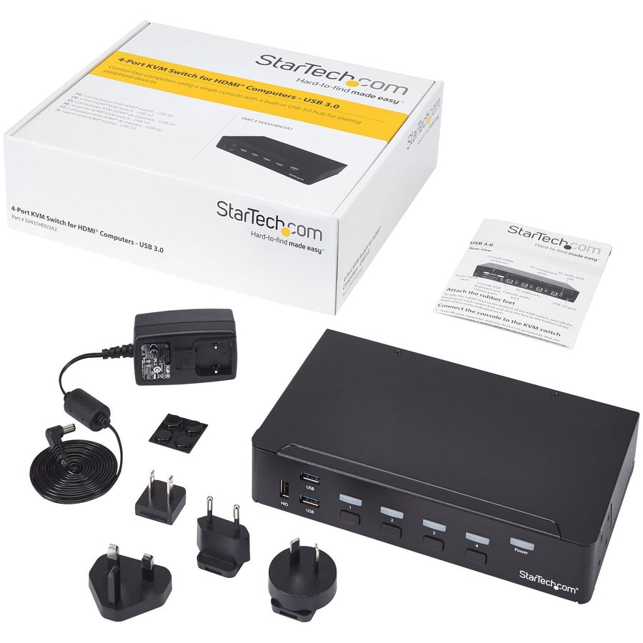 StarTech.com 4-Port HDMI KVM Switch - Built-in USB 3.0 Hub for Peripheral Devices - 1080p SV431HDU3A2