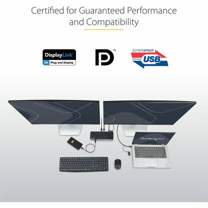 StarTech.com USB-C & USB-A Dock - Hybrid Universal Laptop Docking Station w/ 100W Power Delivery - Dual Monitor 4K 60Hz HDMI & DisplayPort DK30C2DPEP