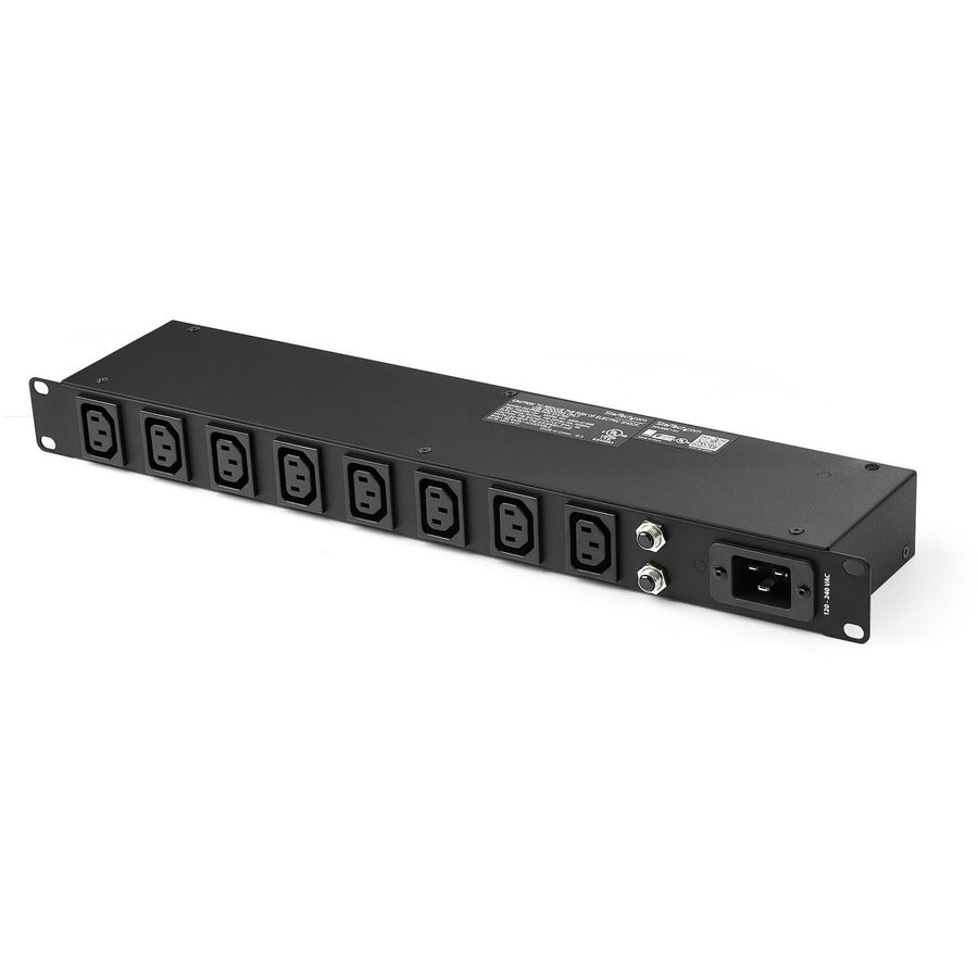 StarTech.com 1U 19" 8 Port Rack Mount PDU, IEC C13 Socket Rackmount Power Supply/ Strip, Horizontal Server Rack Surge Protector 16A 240V PDU08C13H