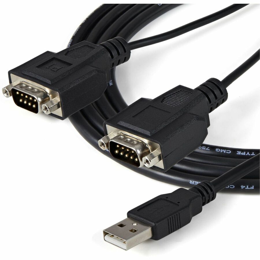 StarTech.com USB to Serial Adapter - 2 Port - COM Port Retention - FTDI - USB to RS232 Adapter Cable - USB to Serial Converter ICUSB2322F