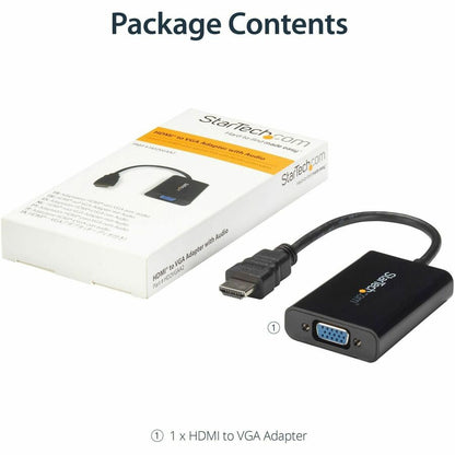 StarTech.com HDMI to VGA Adapter - With Audio - 1080p - 1920 x 1080 - Black - HDMI Converter - VGA to HDMI Monitor Adapter HD2VGAA2