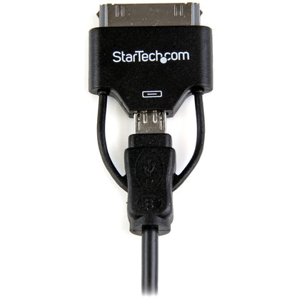 StarTech.com 0.65m (2 ft) Short Apple® 30-pin Dock Connector or Micro USB to USB Combo Cable for iPhone / iPod / iPad USB2UBADC1M