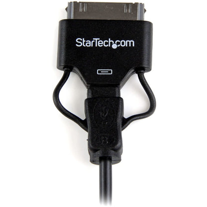 StarTech.com 0.65m (2 ft) Short Apple® 30-pin Dock Connector or Micro USB to USB Combo Cable for iPhone / iPod / iPad USB2UBADC1M