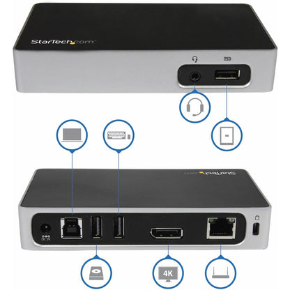 StarTech.com USB 3.0 Docking Station - Compatible with Windows / macOS - Supports a Single 4K Ultra HD DisplayPort Display - USB3VDOCK4DP USB3VDOCK4DP