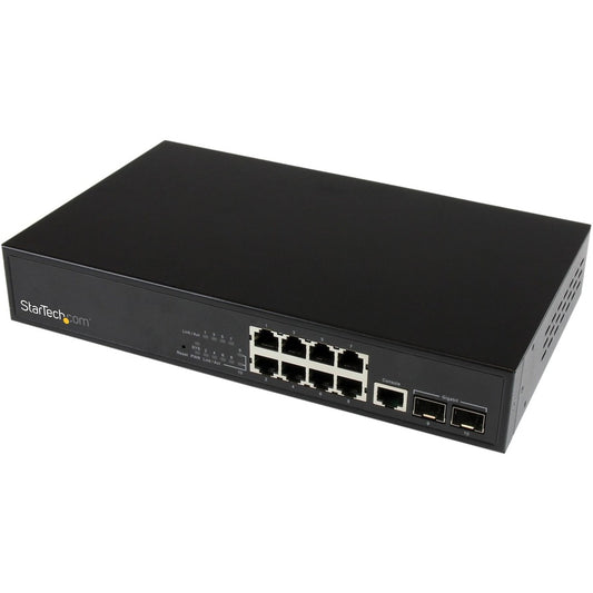 StarTech.com 10 Port L2 Managed Gigabit Ethernet Switch with 2 Open SFP Slots - Rack Mountable IES101002SFP