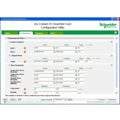 APC by Schneider Electric Dry Contact I/O SmartSlot Card AP9613