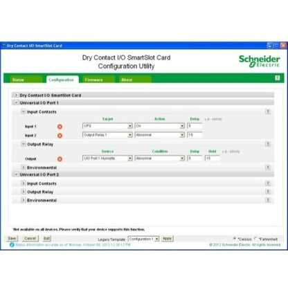 APC by Schneider Electric Dry Contact I/O SmartSlot Card AP9613