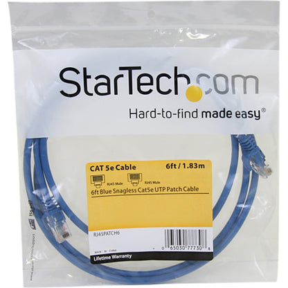 StarTech.com 6 ft Blue Snagless Cat5e UTP Patch Cable RJ45PATCH6