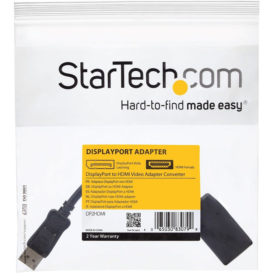 StarTech.com DisplayPort to HDMI Adapter, 1080p DP to HDMI Adapter/Video Converter, VESA Certified, DP to HDMI Monitor/Display, Passive DP2HDMI