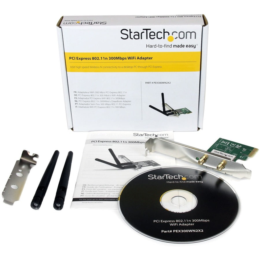 StarTech.com PCI Express Wireless N Adapter - 300 Mbps PCIe 802.11 b/g/n Network Adapter Card - 2T2R 2.2 dBi PEX300WN2X2