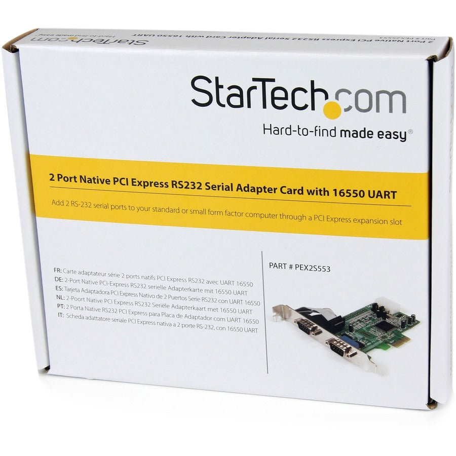 StarTech.com 2 Port PCIe Serial Adapter Card with 16550 PEX2S553