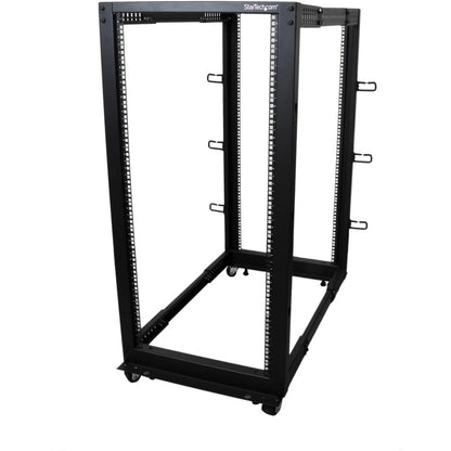 StarTech.com 4-Post 25U Mobile Open Frame Server Rack, 19in Network Rack with Casters, Rolling Rack for Computer/AV/Data/IT Equipment 4POSTRACK25U