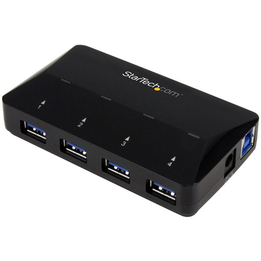 StarTech.com 4-Port USB 3.0 Hub plus Dedicated Charging Port - 5Gbps - 1 x 2.4A Port - Desktop USB Hub and Fast-Charging Station ST53004U1C