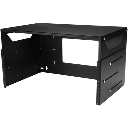 StarTech.com 2-Post 4U Open Frame Wall Mount Network Rack with Built-in Shelf and Adjustable Depth, Computer Rack for IT Equipment, TAA~ WALLSHELF4U