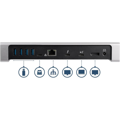 StarTech.com Thunderbolt 3 Dock - Dual Monitor 4K 60Hz TB3 Docking Station with DisplayPort - 85W Power Delivery, 6-Port USB 3.0, SD, GbE TB3DOCK2DPPD