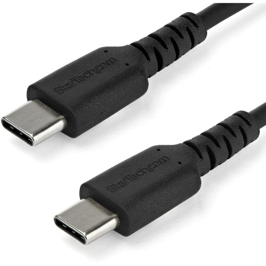 StarTech.com 2m USB C Charging Cable - Durable Fast Charge & Sync USB 2.0 Type C to C Charger Cord - TPE Jacket Aramid Fiber M/M 60W Black RUSB2CC2MB