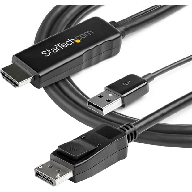 StarTech.com 2m (6ft) HDMI to DisplayPort Cable 4K 30Hz - Active HDMI 1.4 to DP 1.2 Adapter Cable with Audio - USB Powered Video Converter HD2DPMM2M