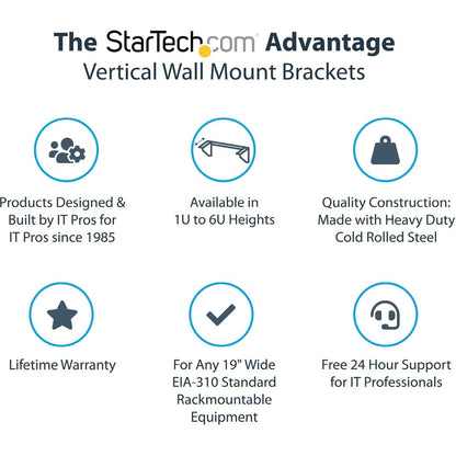 StarTech.com 5U Vertical Wall Mount Rack, 19" Wall Mounting Bracket, Open Low Profile Network/Server Room/Data/AV/IT/Patch Panel/Equipment RK519WALLV