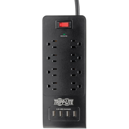 Tripp Lite Surge Protector Power Strip 8-Outlets 4 USB Ports 6ft Cord Black - 8 x NEMA 5-15R, 4 x USB - 1875 VA - 1800 J - 120 V AC Input TLP864USBB