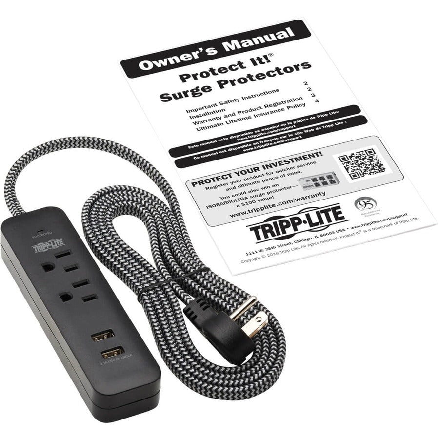 Tripp Lite Protect It! TLP206USB 2-Outlet Surge Suppressor/Protector TLP206USB