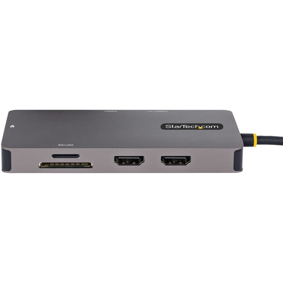 StarTech.com USB C Multiport Adapter, Dual HDMI, 4K 60Hz, 2x 5Gbps USB-A Hub, 100W Power Delivery, GbE, SD/MicroSD, USB C Mini Dock 120B-USBC-MULTIPORT