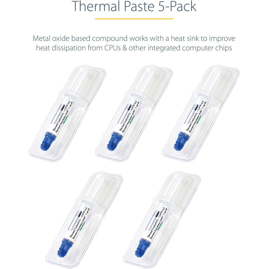 StarTech.com Thermal Paste, Pack of 5 Syringes (1.5g/ea), Metal Oxide Heat Sink Compound, CPU Paste SILV5-THERMAL-PASTE